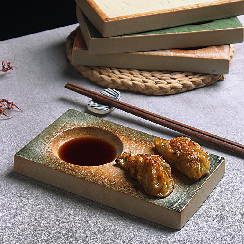 Японская минималистичная керамическая тарелка для суши и пельменей - Изысканный подглазурный дизайн