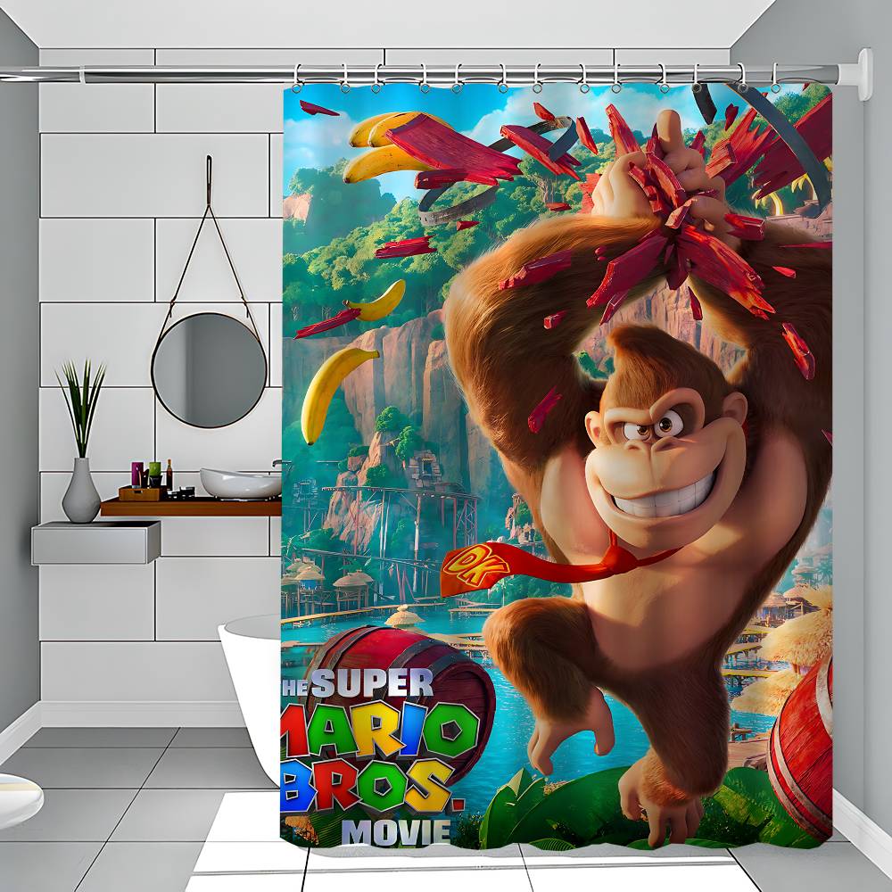 D-Donkey Kong Pattern Bathing Curtain Bathroom Shower Curtain Waterproof With 12 Hooks Home Deco