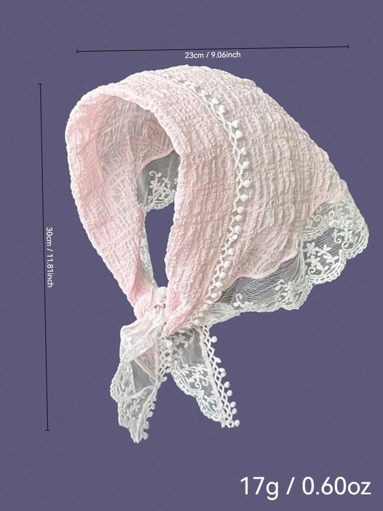 1 Pcs Fashion Pink Lace Flower Bandanas Hair Scarf For Women Girls Party Hair Accessories