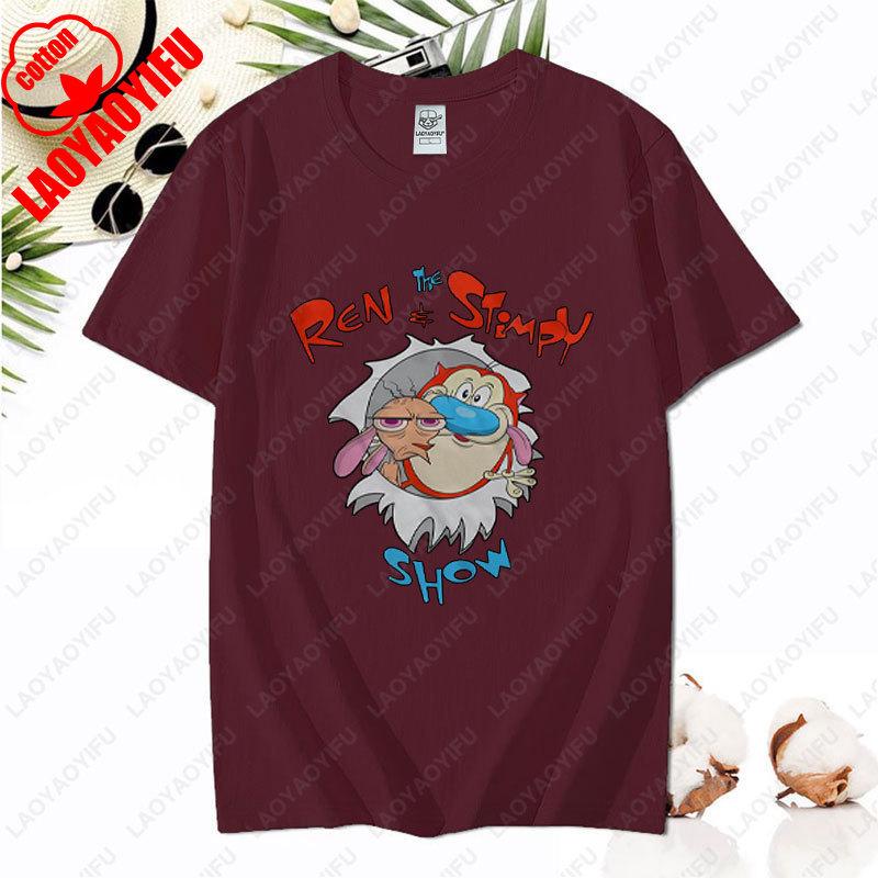 90-е Шоу Рен и Стимпи Nicktoons Nickelodeon ТВ Мультфильм Футболка Новый Стиль Ностальгия Детство Топы Унисекс Взрослая Одежда Хлопковые Футболки