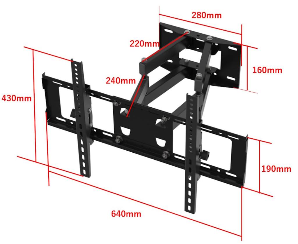 Настенный кронштейн регулируемый 2-рычажный тип совместим с совместим с телевизором/монитором (Стандарт VESA, угловой, 40-80 дюймов, LED/LCD) БС-MH37-КР