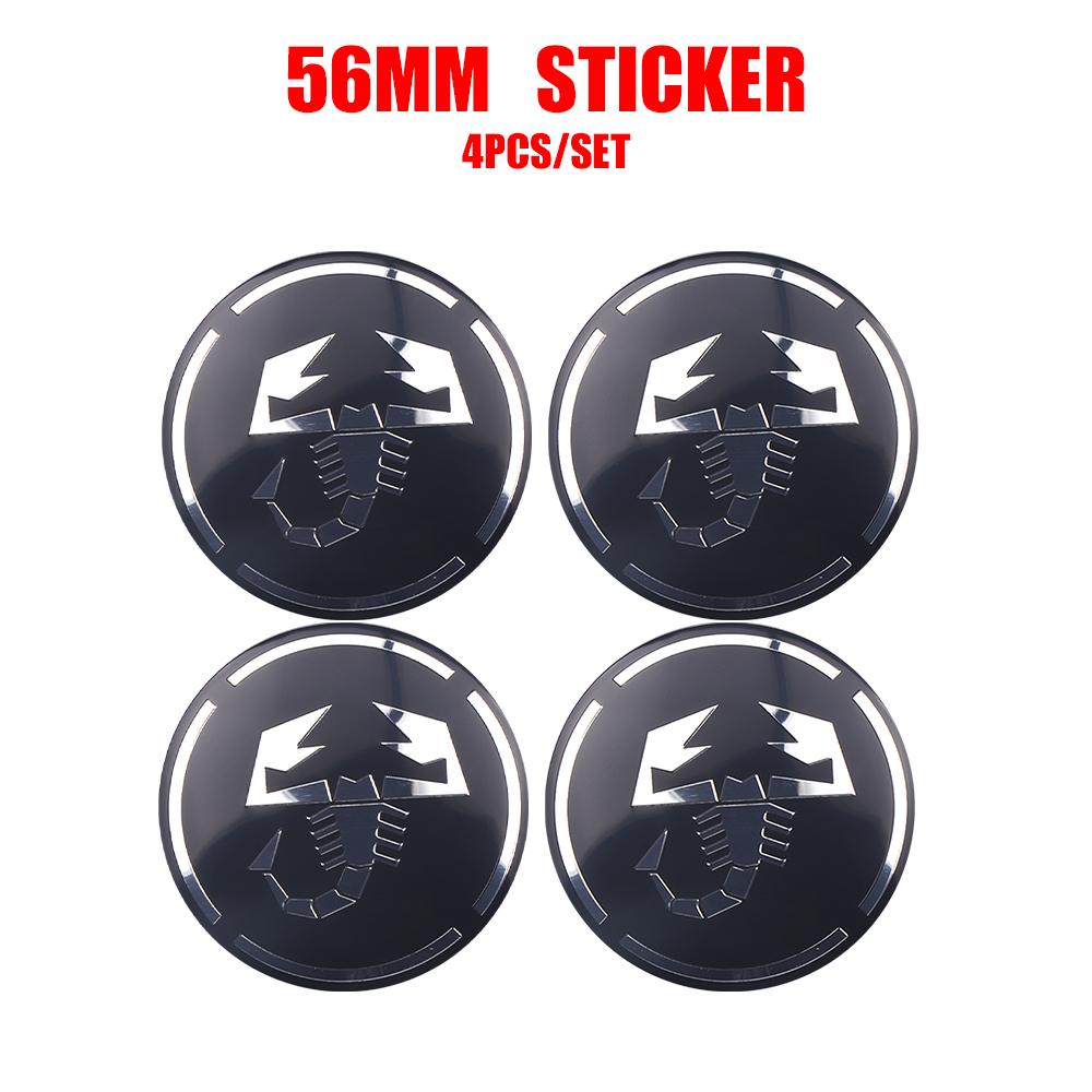 GGBFQ1 4PCS 56MM Car Wheel Center Hub Cap Rim Sticker Scorpion Decal Accessories For Fiat 500 Abarth Uno 600 Cross Fiorino Grande Panda
