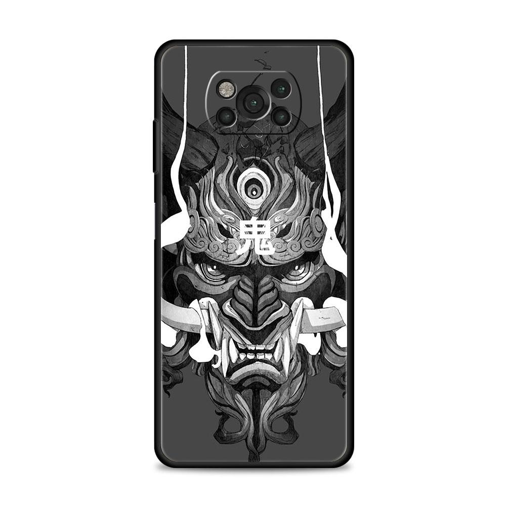 Чехол для Xiaomi Poco X3 X4 NFC M3 M4 Pro 5G Mi 11 lite 11T 9T 12 10T 11E Note10, чехол для телефона, японская маска самурая Oni