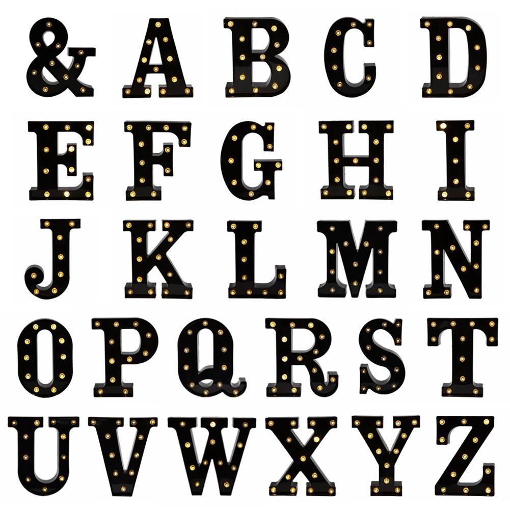 LED Black Letter Light 26 English Night Light Large Luminous Alphabet Lights Wedding Modeling Lamp For Party Birthday Home Bar