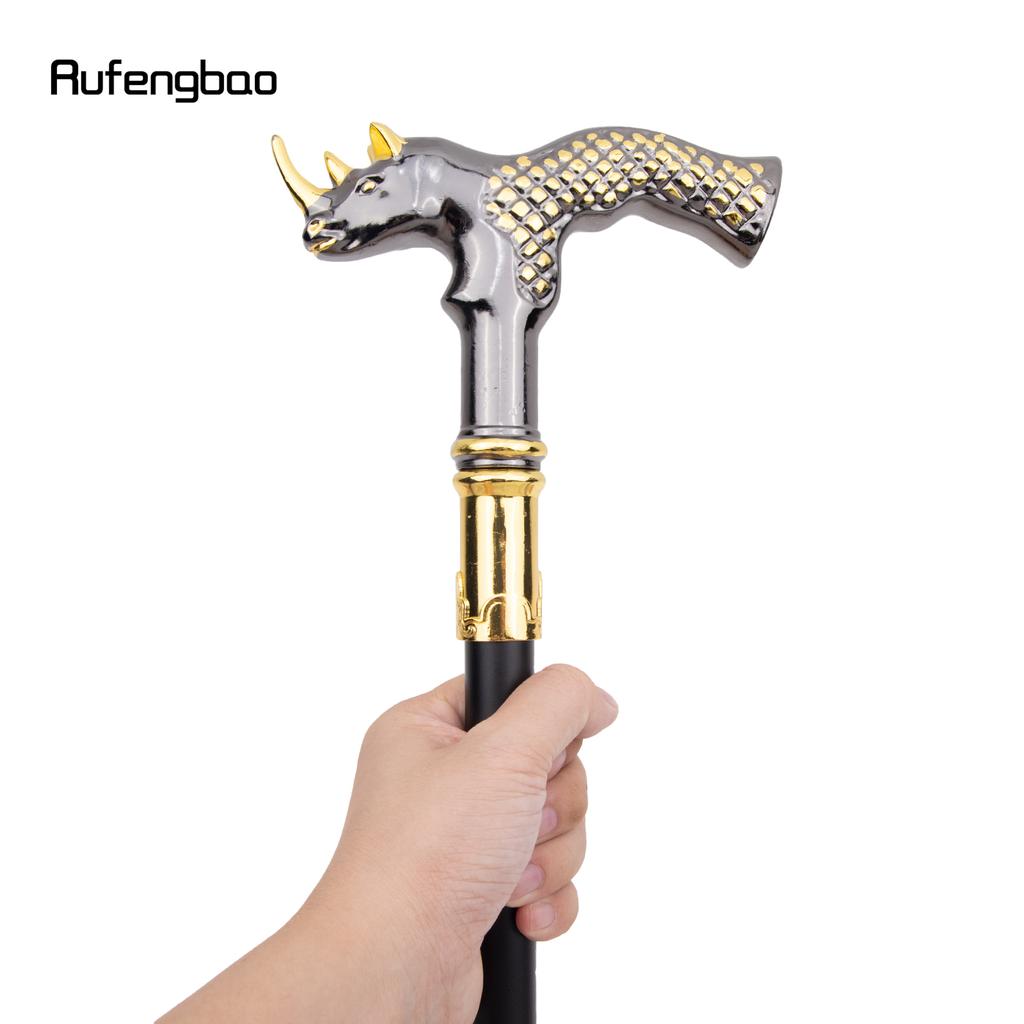 Золотисто-черная голова носорога, модная трость, декоративная трость, косплей, винтажная вечеринка, модная трость, посох 91 см
