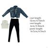 1: 6 Женская джинсовая куртка Langarm Denim Button Down содержит брюки и жилет для 12-дюймового масштаба