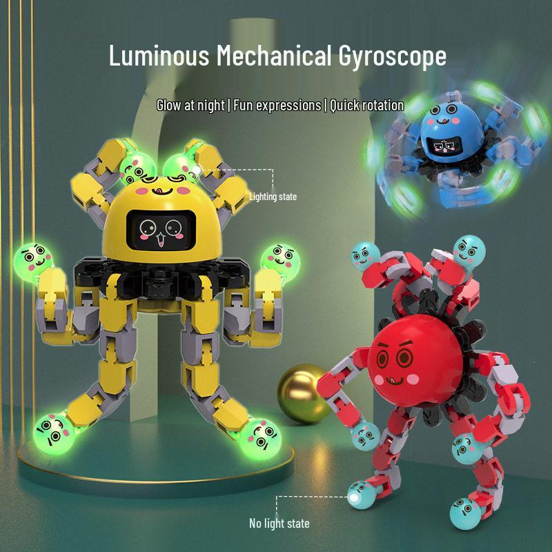 Transformable Robot Fidget Spinner: Black Tech Mechanical Toy for Children's Stress Relief