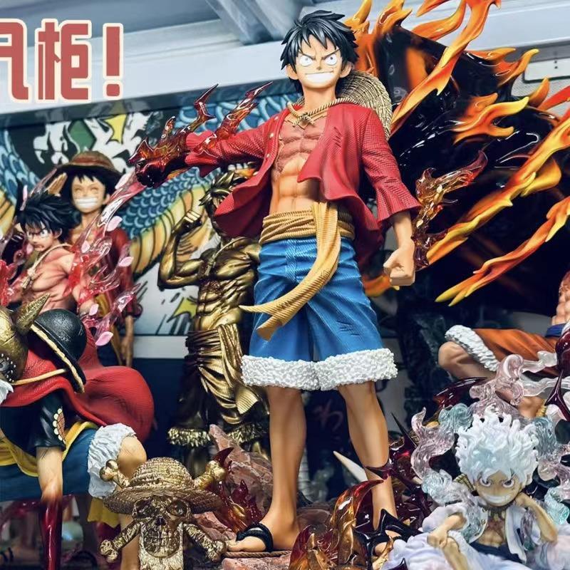 One Piece Поза стоя Луффи 27 см Двойная Голова Орел Шляпа Метеор Групповой Подарок GK фигурка Декорация Игрушка