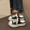 Холщовые полутапочки женские весна-лето новые на толстой подошве на одном педале женские туфли с круглым носком студенческие ленивые повседневные