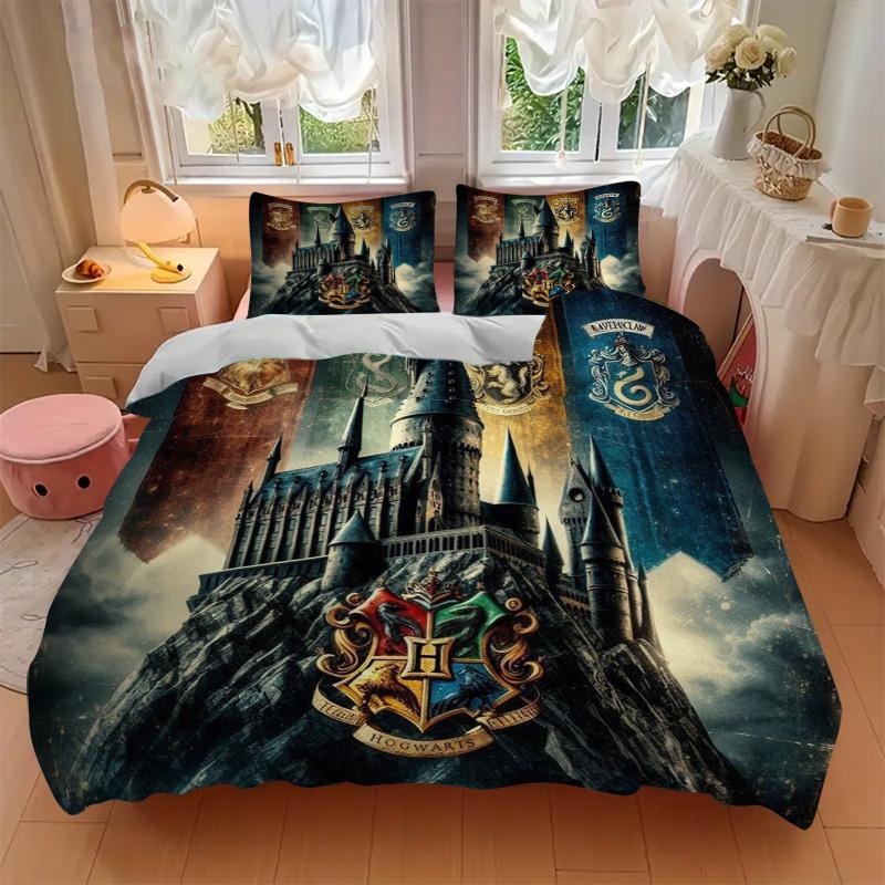 Hogwarts School Crests Print 3Pcs Bedding Setduvet Cover With 2 Bedropillowcase Home Birthday Gift