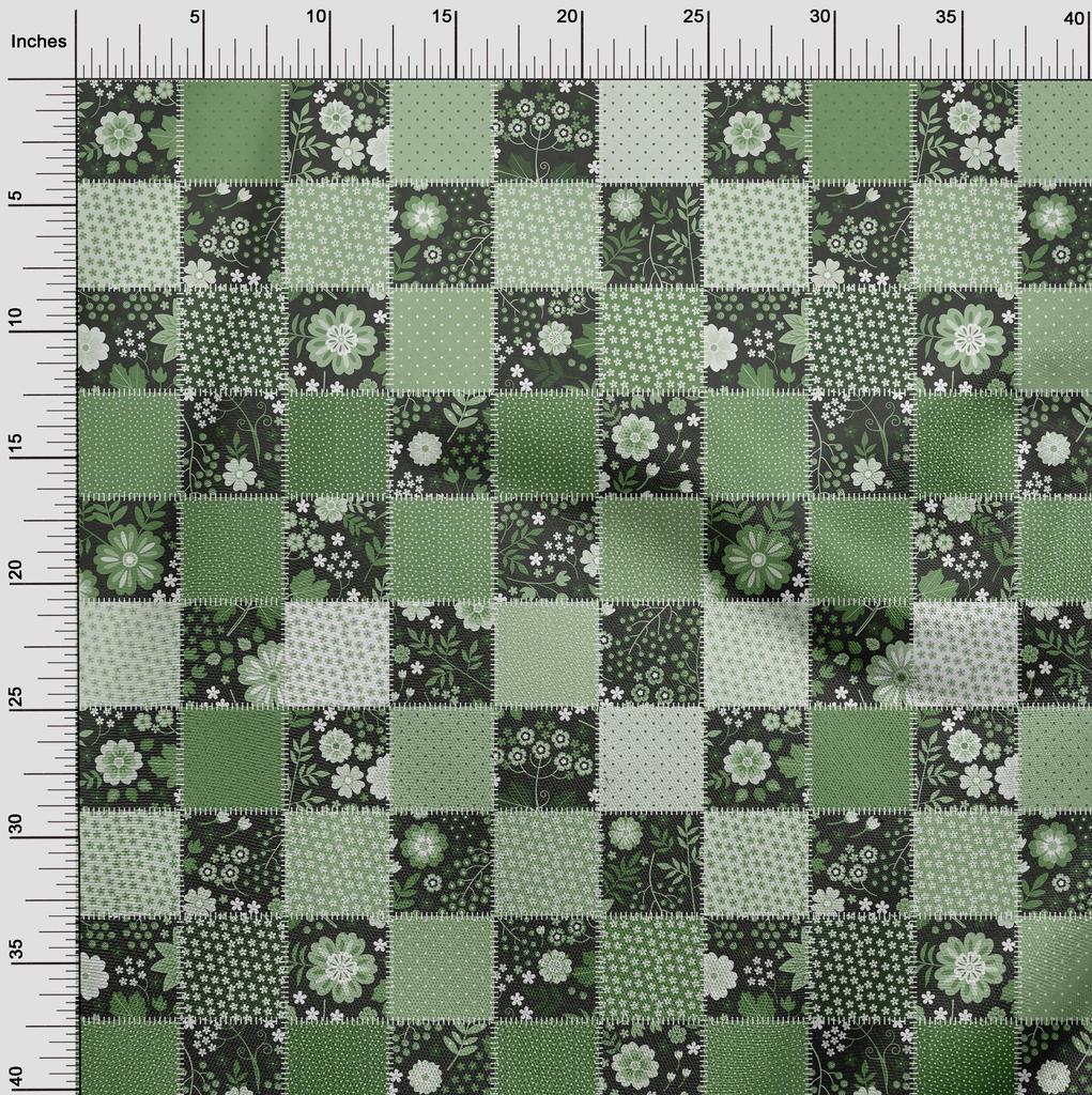oneOone Cotton Flex Dark Green Fabric Floral  Sewing Craft Projects Fabric Prints By Yard 40 Inch