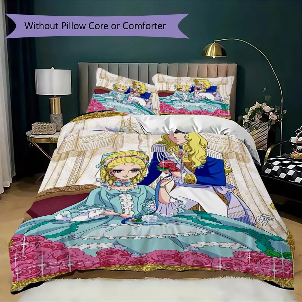 Versailles Rose Love Pattern Bedding uilt Set uilt Cover Pillowcase Home Decoration Birthday Gift (1 * duvet cover + 2 * pillowcase without core)238