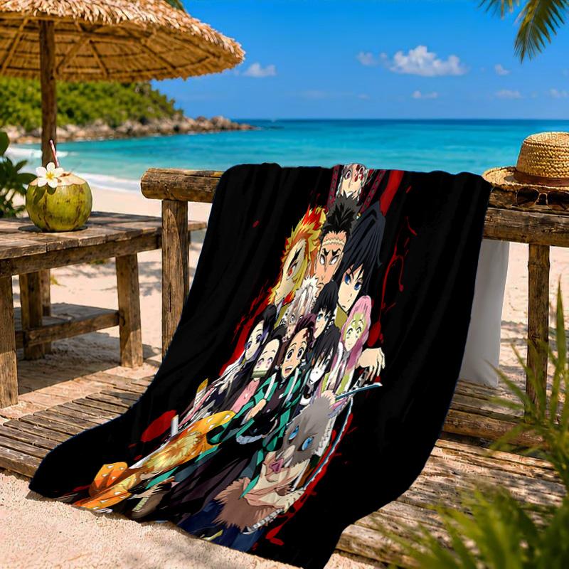 Demon Anime Group Beach Towel Microfiber Beach Towel, Lightweight and Quick-Dry, for Summer Travel, Swimming Pool Fan Birthday Gift