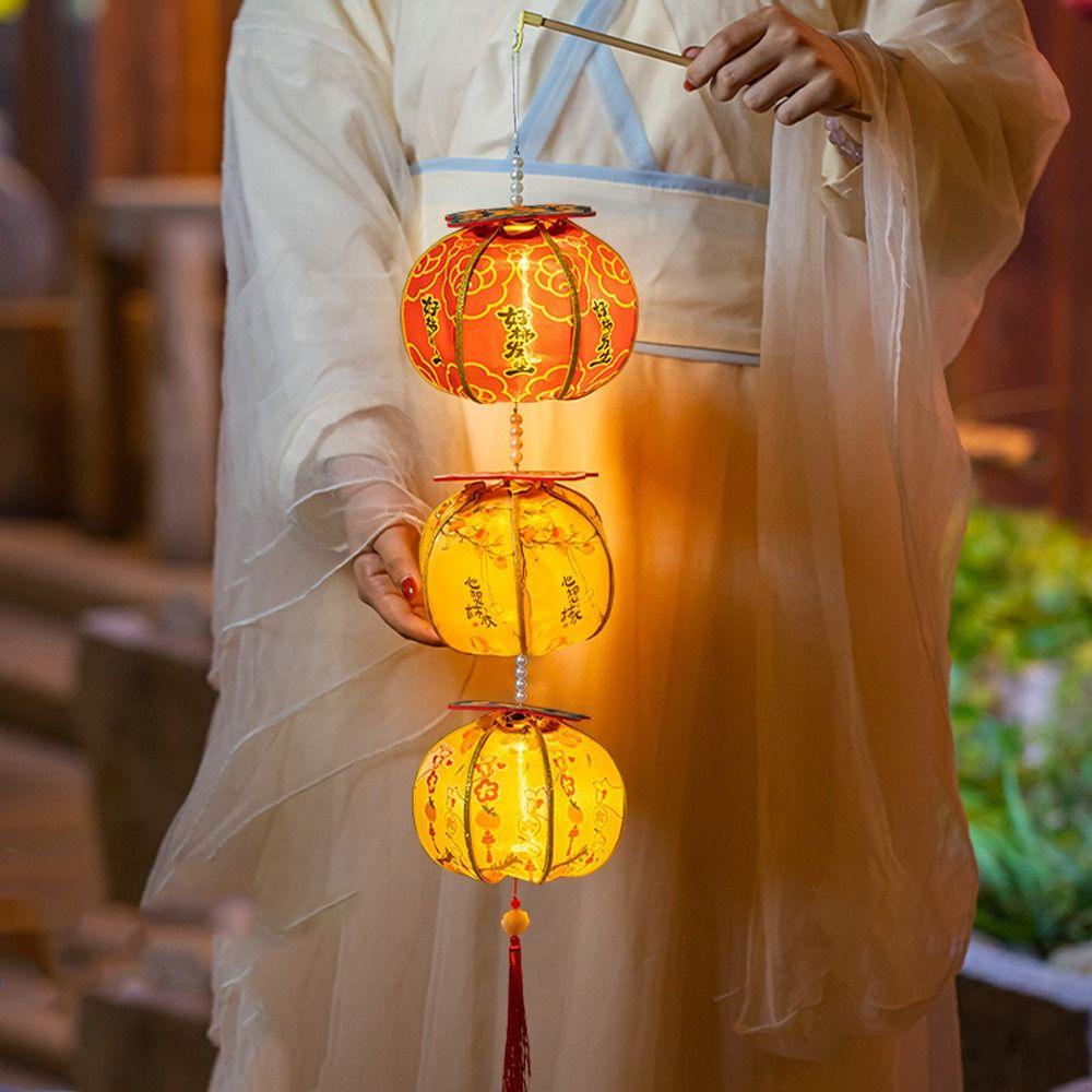 Древний Новый Год Фонарь-Хурма Ручная Работа с Кисточкой Светящийся Фонарный Ткань Благословение Ручной Фонарь Праздник Середины Осени