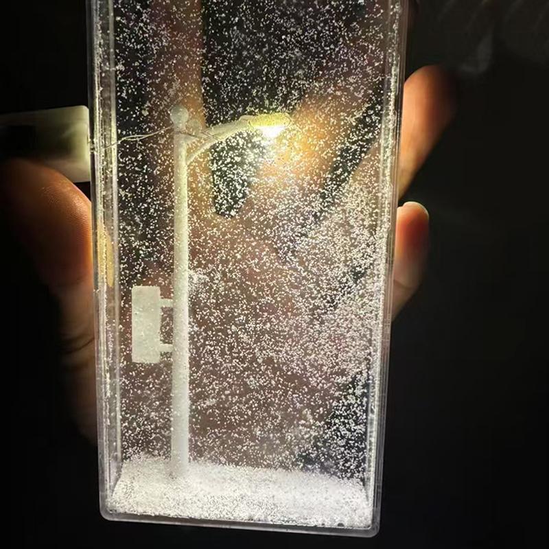 Flowing Small Night Light Snow Scene Street Light Snowy Night Snow Simulation Handmade Diy Material Package Desktop Decor