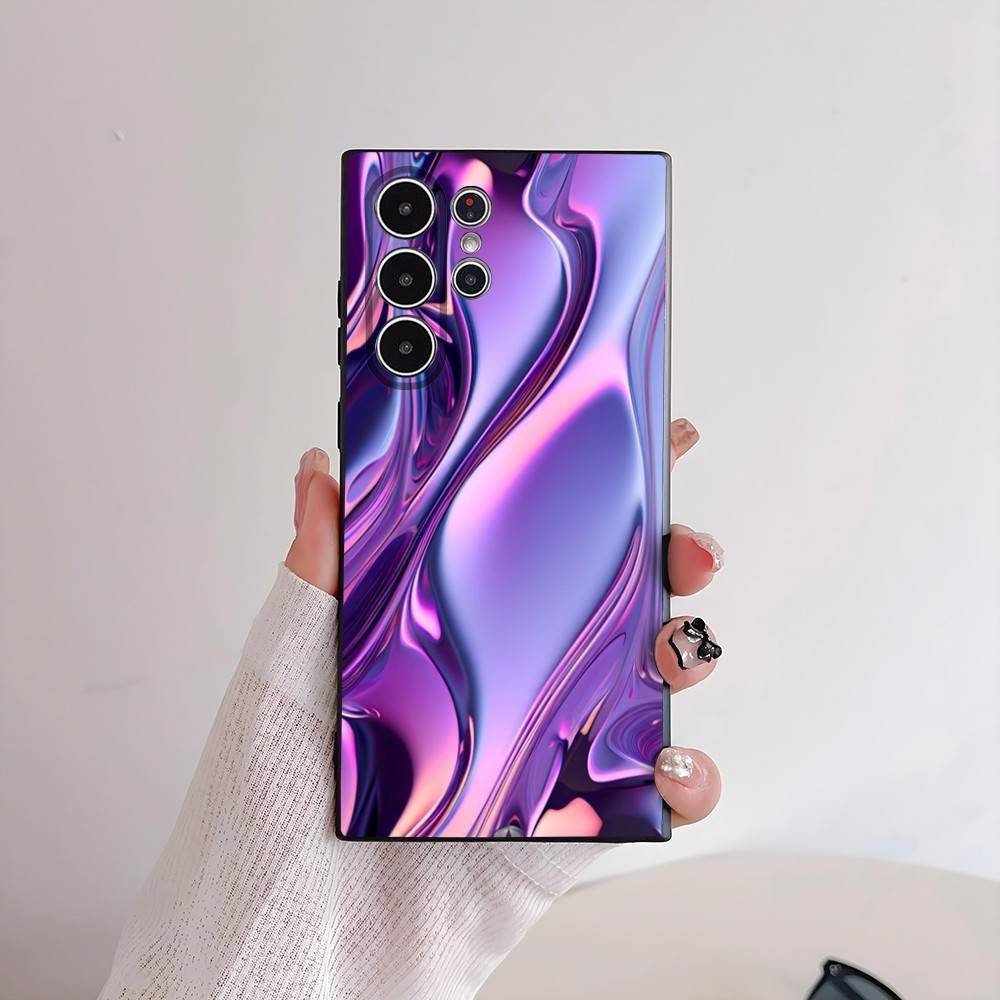 Чехол для телефона с узором «Текучий свет» для Samsung Galaxy S25 S24 S22 S23 Ultra S21 S20 Plus 5G, матовый, нескользящий, полностью мягкий чехол