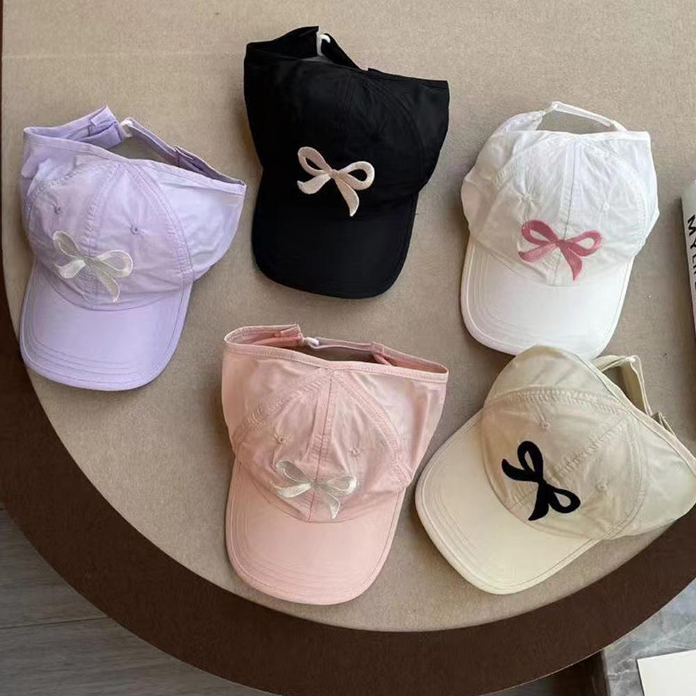 Summer Kids Baseball Caps Girls Hollow Top High Ponytail Caps UV Protection Sun Hat Children Peaked Cap Adjustable Visor Cap