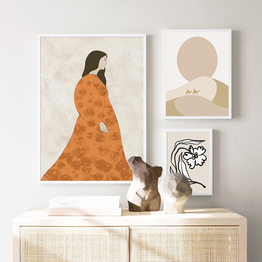 Девушка пустыня Анри Матисс коралловый цветок геометрические постеры и принты настенная живопись на холсте для гостиной декоративные картины