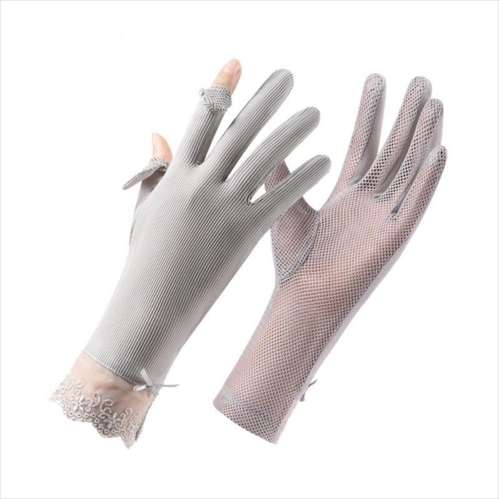 Lace Sun Protection Gloves UV Protection Ice Silk Gloves Lightweight Sunscreen Gloves for Summer