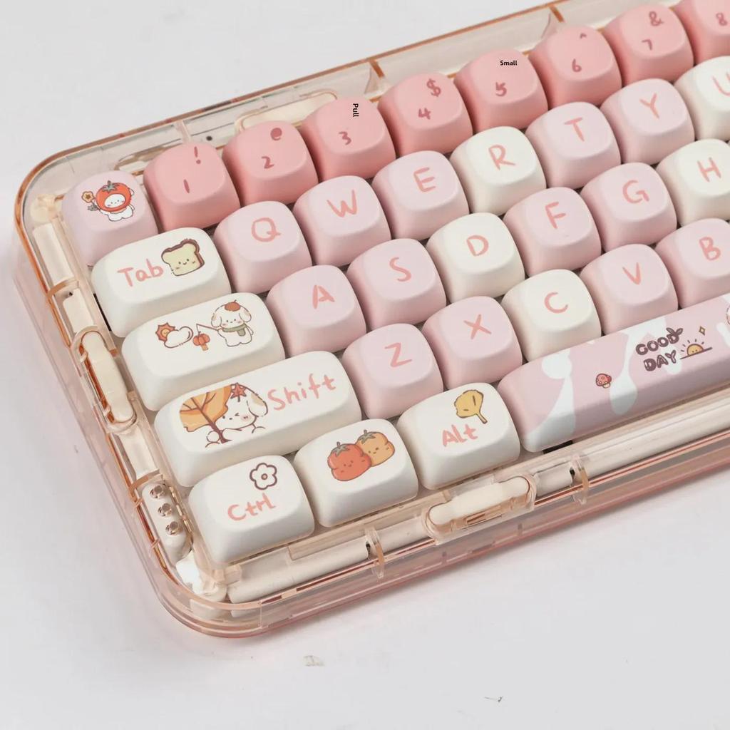 Набор колпачков для клавиш Ice Cream Bear Cute Blue Keycaps Set - сублимированный, 75-98 клавиш, полный набор для механических клавиатур