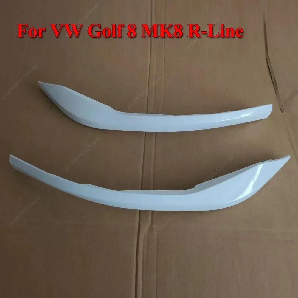 2Pcs For VW Golf 8 MK8 GTI R-Line 2020-2024 Car Front Bumper Side Splitter Spoiler Trim Fog Light Canard Black Body Kits Tuning
