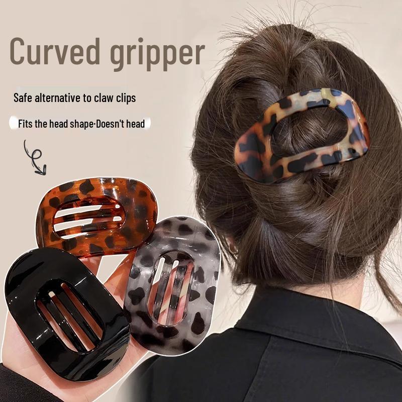 Удобная заколка-краб из абалона для женщин - Полностью назад, круглый плоский пучок и изогнутый хвост, аксессуар для волос