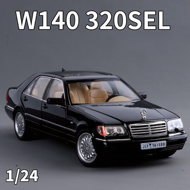 2024 New Simulation 1/24 Scale Benzs W140 320SEL Vintage Car Model With Sound Light Chidlren Diecast Alloy Toy Vehicle Collective Voiture