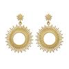 [R3597] - Gold Plated 'Cléopatra' Earrings (Sun) - 24x17mm