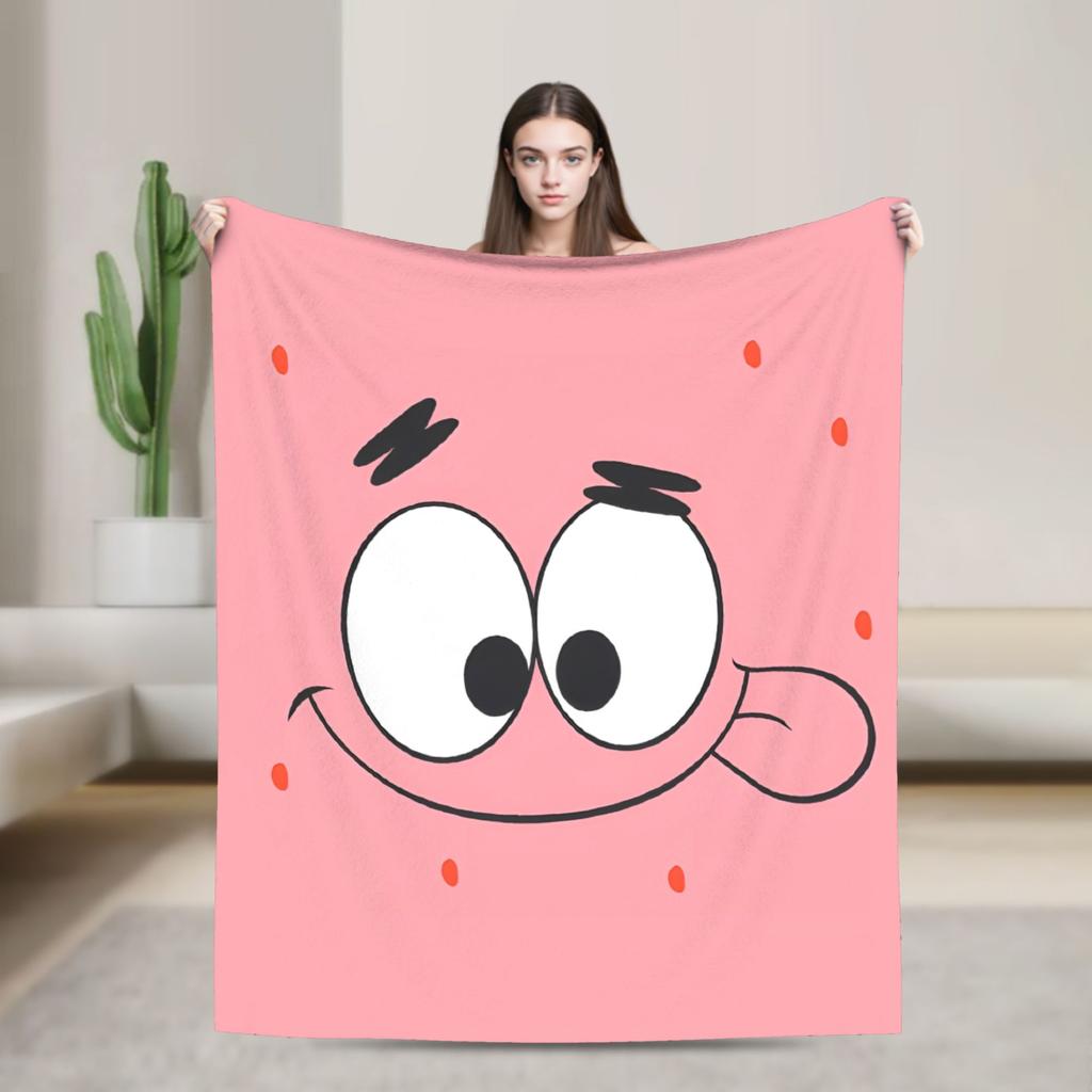 Cartoon Animated Blanket Cover SpongeBob SquarePants Fleece Throw Blankets Bedding Couch Portable Ultra-Soft Warm Bedspreads