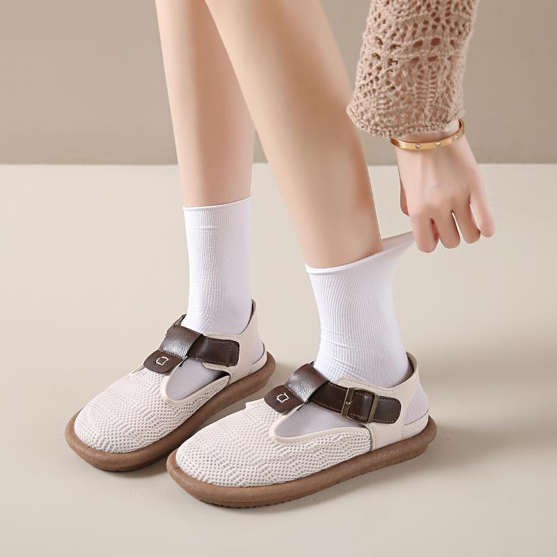 Модные женские сетчатые туфли на плоской подошве, сандалии, повседневные пляжные летние тенденции 2024 года, новые удобные тапочки с открытой пяткой в стиле бохо, Zapatos Mujer