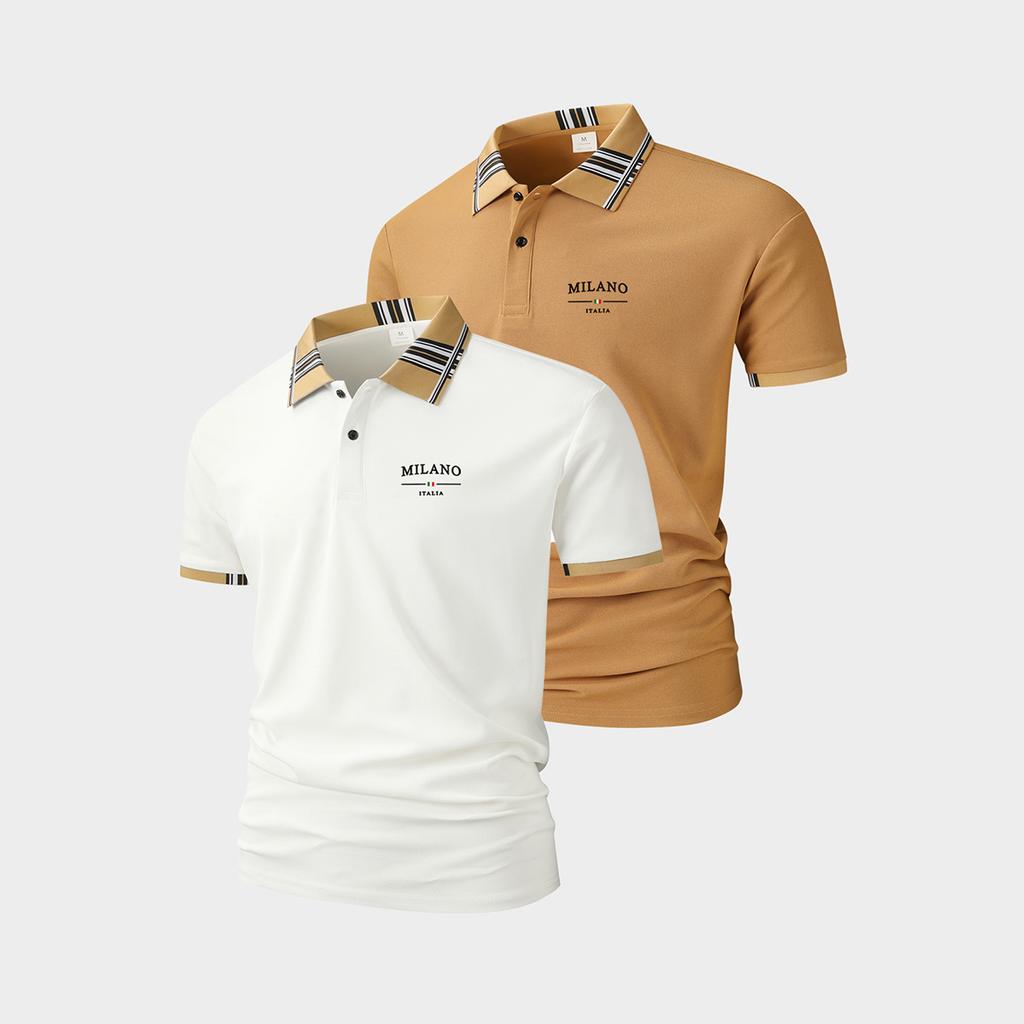 2 упаковки мужских повседневных поло - Короткий рукав, рубашки для гольфа для мужчин, модные топы на пуговицах, черная рабочая футболка