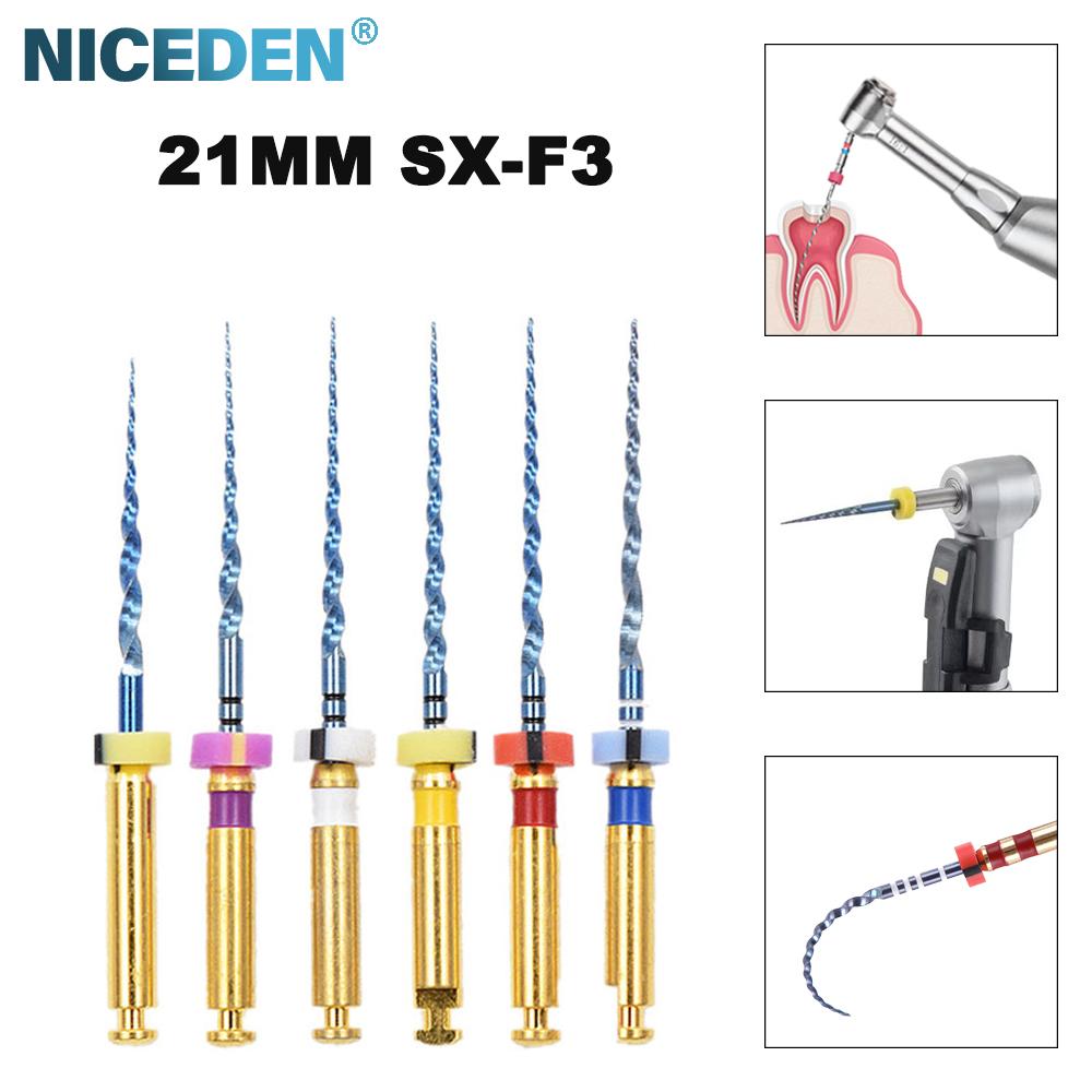 Niceden 6 шт. стоматологический эндодонтический файл-двигатель, инструмент для корневого канала NiTi, конические стоматологические гибкие инструменты