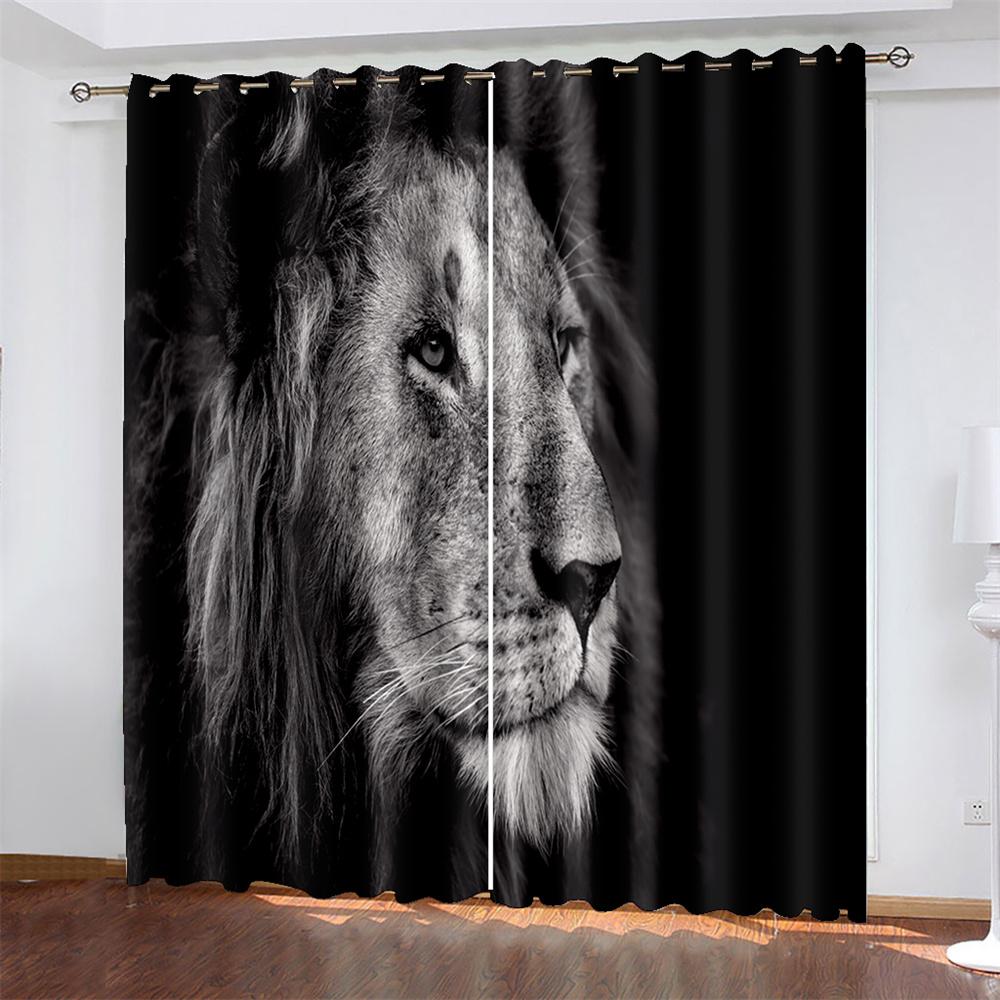 3D печать дешевые африканские дикие животные лев король королева 2 шт тонкие затемняющие оконные занавески гостиная спальня домашний декор крючок