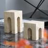 Wabi-sabi Style Imitation Travertine Ornaments Study Room Model Hotel Abstract Designer Geometric Arch Desktop Soft Decorations