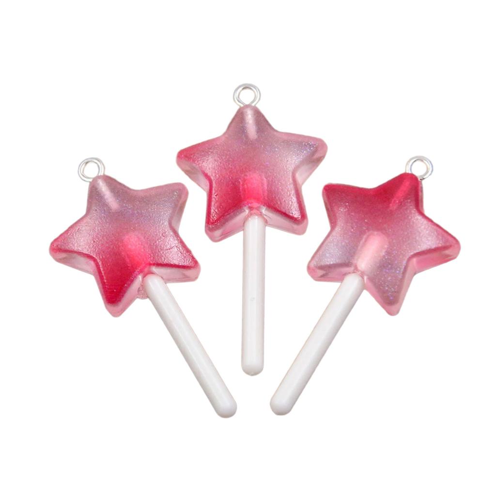 3 шт. Уникальная подвеска-леденец в форме звезды, сердца, круга с прочным покрытием из смолы для повседневной носки.