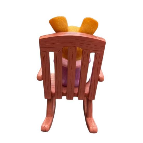 Rocking Chair Rabbit Figurine Holding Cup Cartoon Sitting Bunny Resin Statue Animal Sculpture Indoor