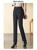 Women's High-Waisted Fleece-Lined Straight-Leg Pants, New for Autumn/Winter 2024, Plus Size Available, Warm Casual Mom Trousers.