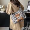 Autumn and Winter New Plush Leopard Print Tote Bag Furry Large-capacity Shoulder Bag for Women Cute Lazy Style Crossbody Bag