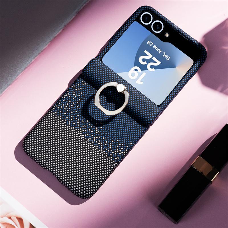 Для Samsung Galaxy Z Flip 7 6 5 4 3 Чехол с текстурой углеродного волокна, кольцом, шарниром Magsafe, защитная пленка для экрана, чехол-крышка из ПК для беспроводной зарядки