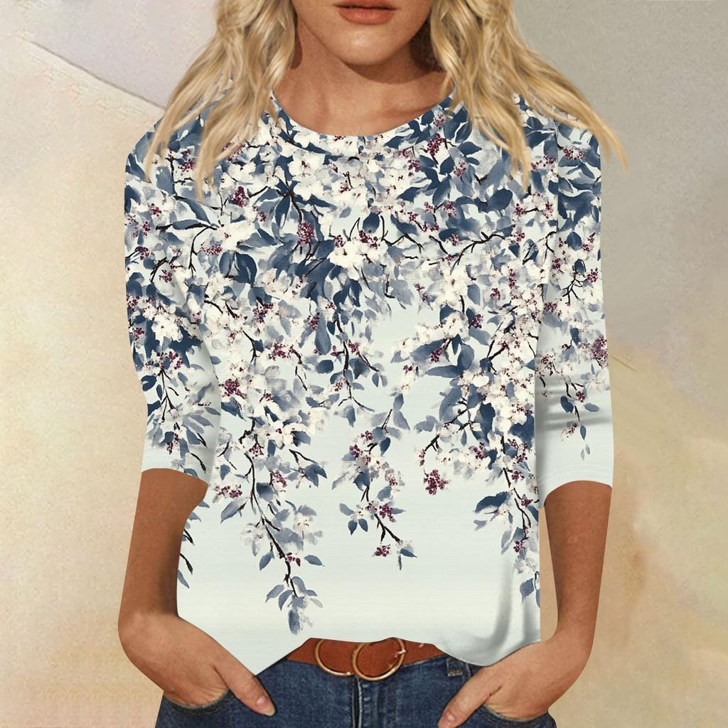 Женский модный повседневный пуловер с воротником три четверти и принтом