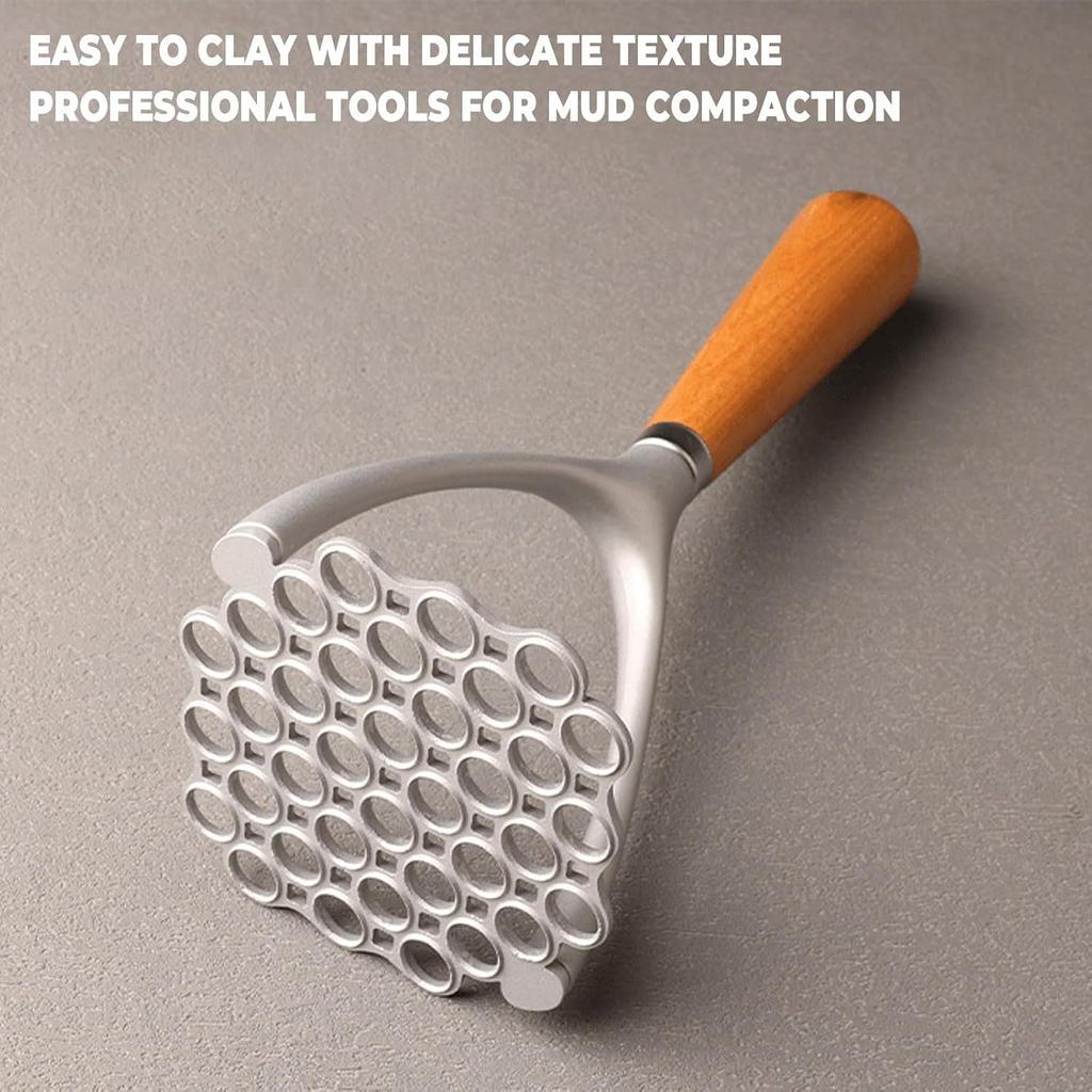 Heavy Duty Potato Masher, Hand Potato Masher Aluminum Alloy Kitchen Tool/Food Masher with Non-slip Wood Handle