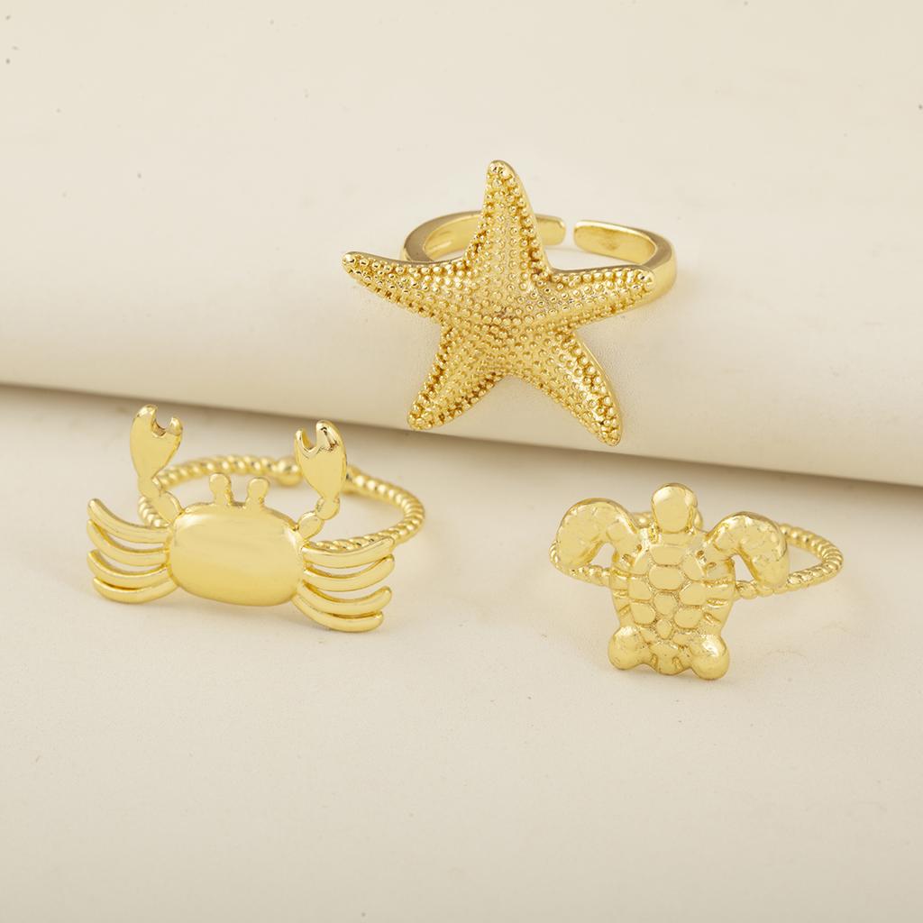Nidin New Arrival Turtle/Starfish/Crab/Shell/Heart Shape Open Rings Adjustable For Female Male Cute Finger Jewelry Accessories