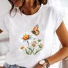 (Asian Size) Trend Cartoon Flower Cute Women Tee Top Clothing Casual Printing Short Sleeve T Shirt Fashion Printed Lady Female Graphic T-shirts