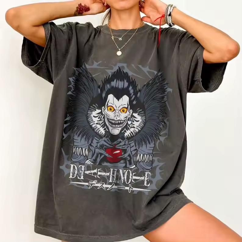 Summer Hot Sale Japanese Anime T-shirt Hip Hop Streetwear Top Y2K Gothic Cotton Oversized T-shirts Short Sleeve Casual Clothing