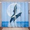 Cute Cartoon Dolphin Curtains Grommet Light Filtering Window Print Pattern Sea Animal Theme Curtain Bedroom Living Room 2 Panels