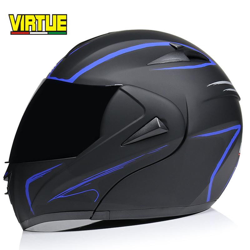 VIRTUE Motorsport Electric Non Motorcycle Helmet Men's Half Helmet Double Lens Full Helmet Running Helmet Carbon Fiber Pattern Road
