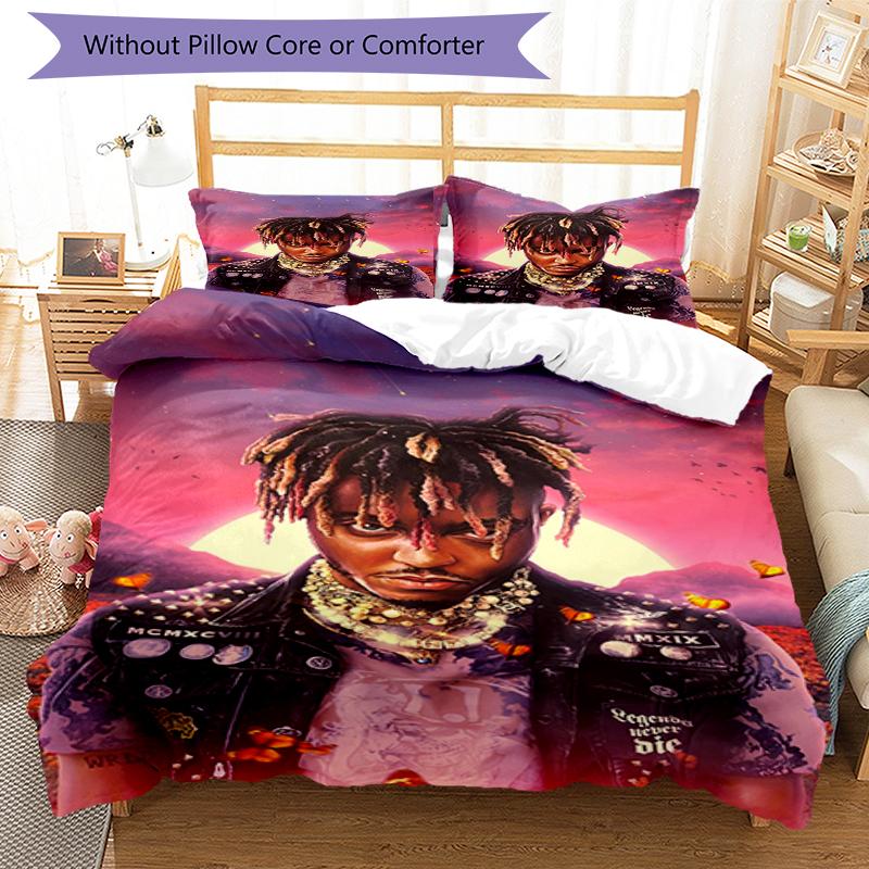 3pcs Juice WRLD Bedding Set Duvet Cover Closure Includes 1 Duvet Cover & 2 Pillowcases, Soft and Comfortable for All Seasons.