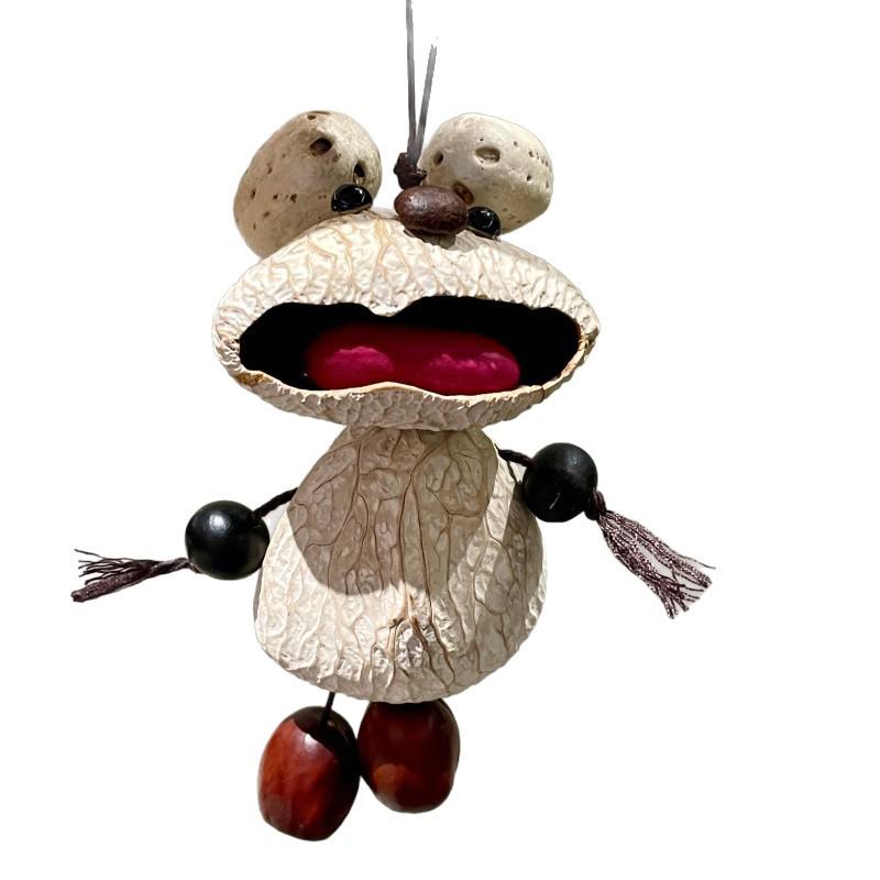 Little Bear Multi-Treasure Pendant: Handcrafted Nut Shell Car Charm & Universal Keychain Accessory