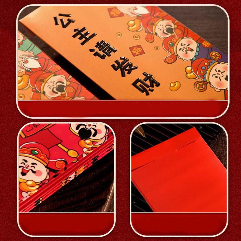 6Pcs Cartoon New Year Red Envelope Thickened Blessing Pocket Practical Lucky Money Bag Kids Gift
