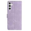 For Samsung Galaxy A35 5G Case Imprinted Feather PU Leather Wallet Phone Cover with Wrist Strap